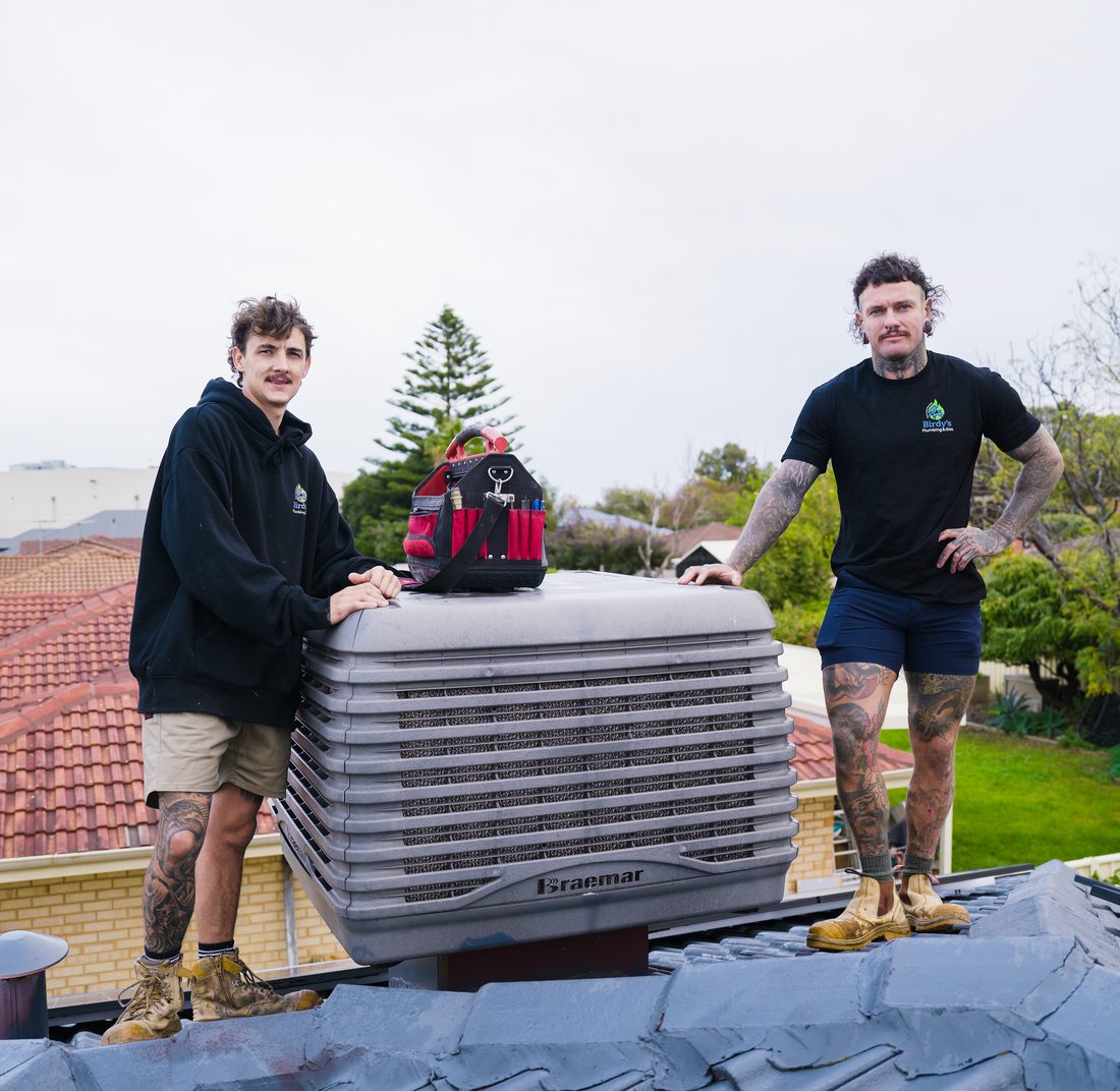 Birdy's crew with an evaporative unit on the roof