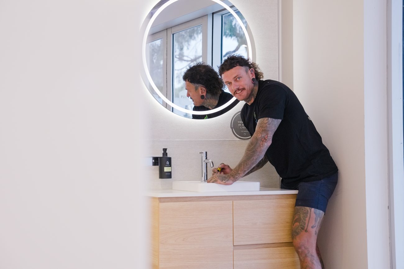 Birdy's plumber fitting a bathroom vanity tap
